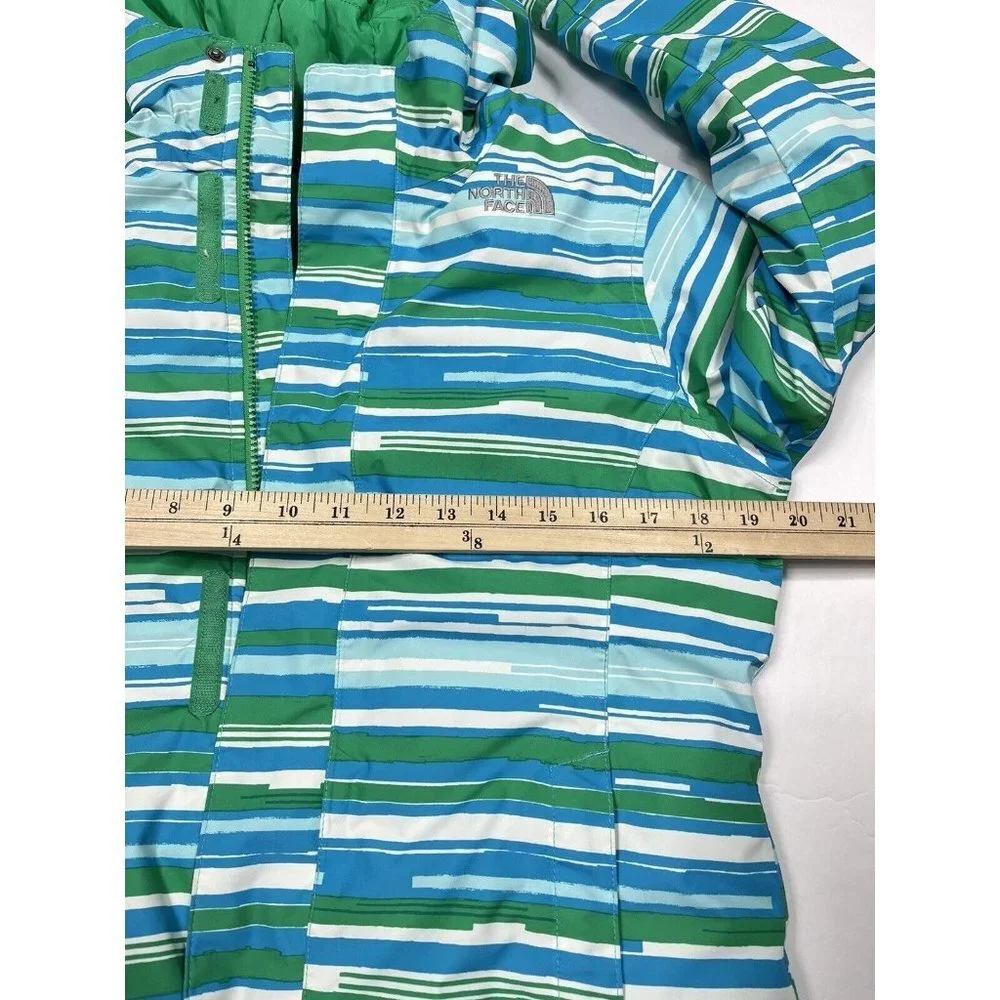 The North Face Jacket Girl Large 14/16 Green Blue Hooded Jacket Parka Winter Ski - Picture 11 of 15